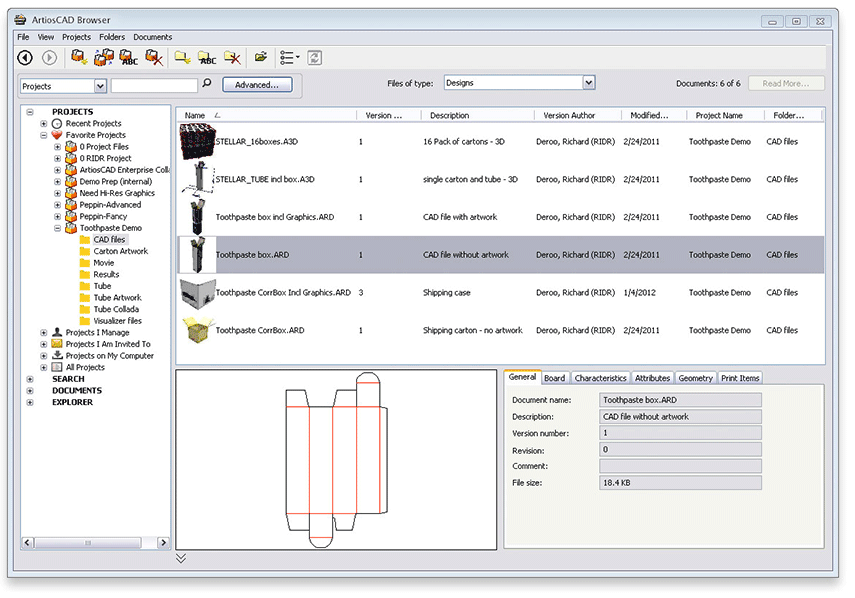 Screenshot of ArtiosCAD in action