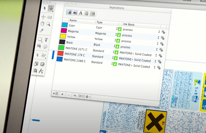 Computer screen with color codes