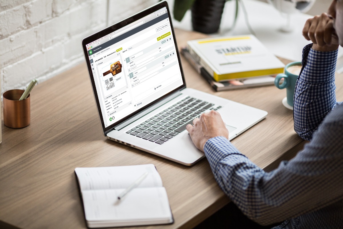 image of a laptop with share and approve on the screen