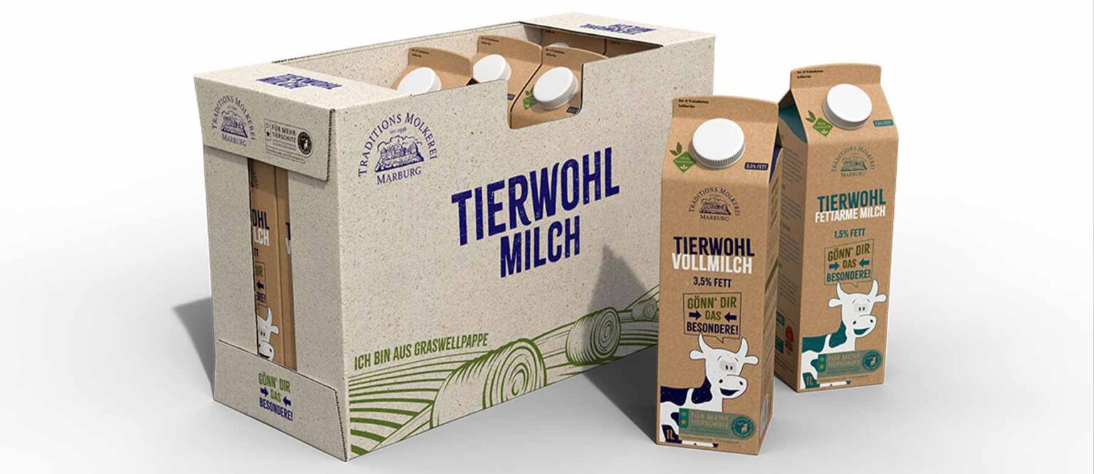 Image of Tierwohl Milch cardboard box with milk containers