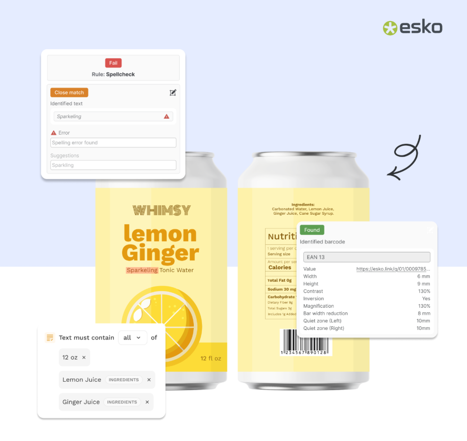 AI for label compliance using Esko software
