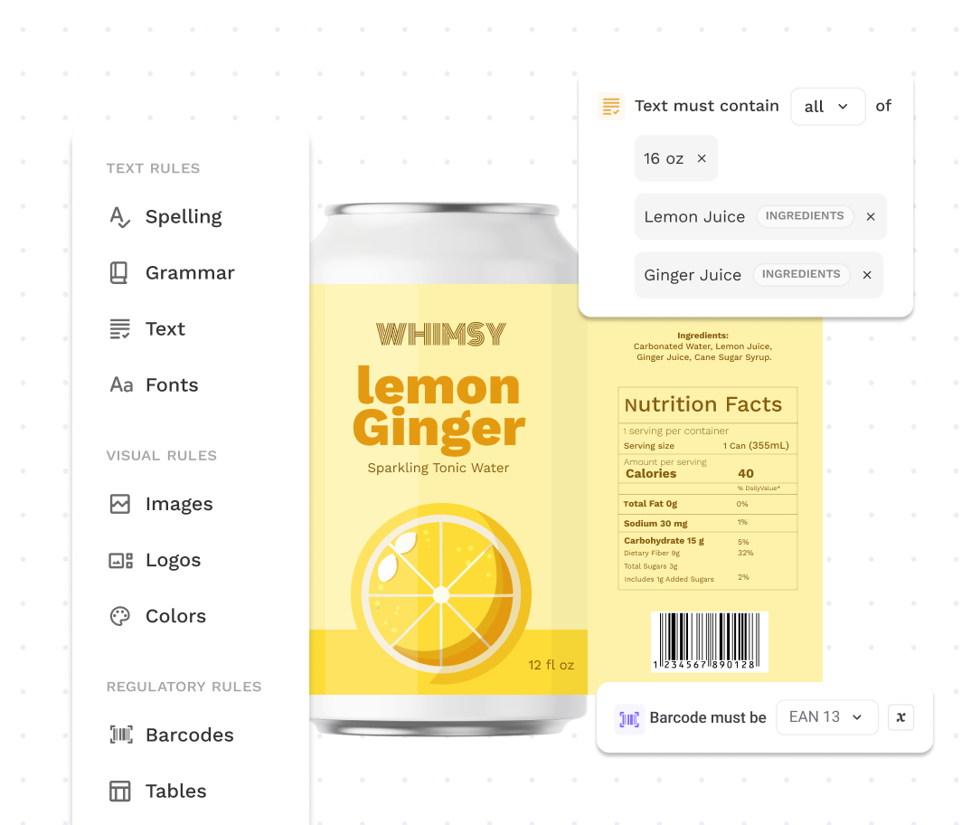 AI packaging compliance checks interface