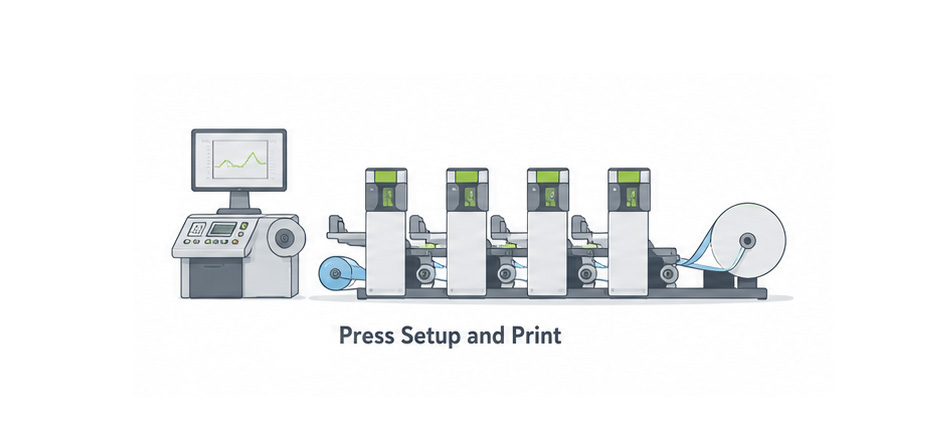 press setup and printing for flexo printing