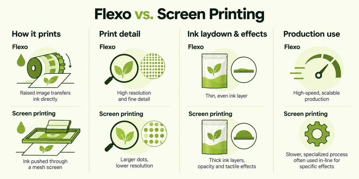 flexographic printing vs. screen printing